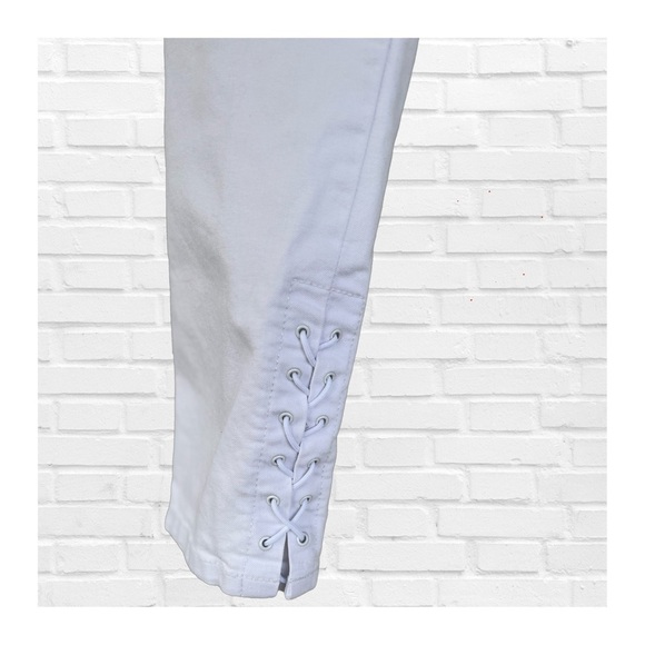 Sexy Jennifer Lopez White Lace Up White Mid-Rise 5 Pocket Jeans Women’s Plus … - Picture 3 of 10